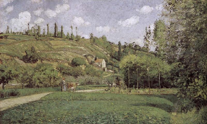 Camille Pissarro Pont de-sac of cattle and more people Schwarz